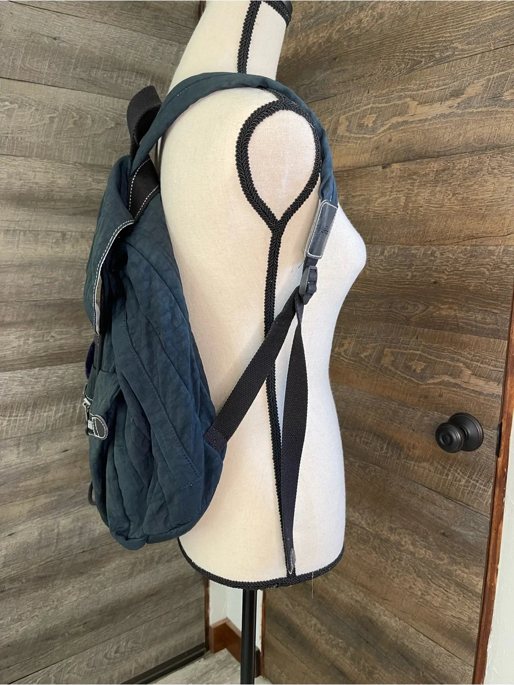 Kipling Deep Blue Everyday Backpack with Monkey Keychain